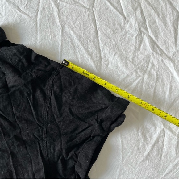 Linen Button Down shift dress medium black h&m NWOT mid length shirt sleeve - Picture 11 of 16